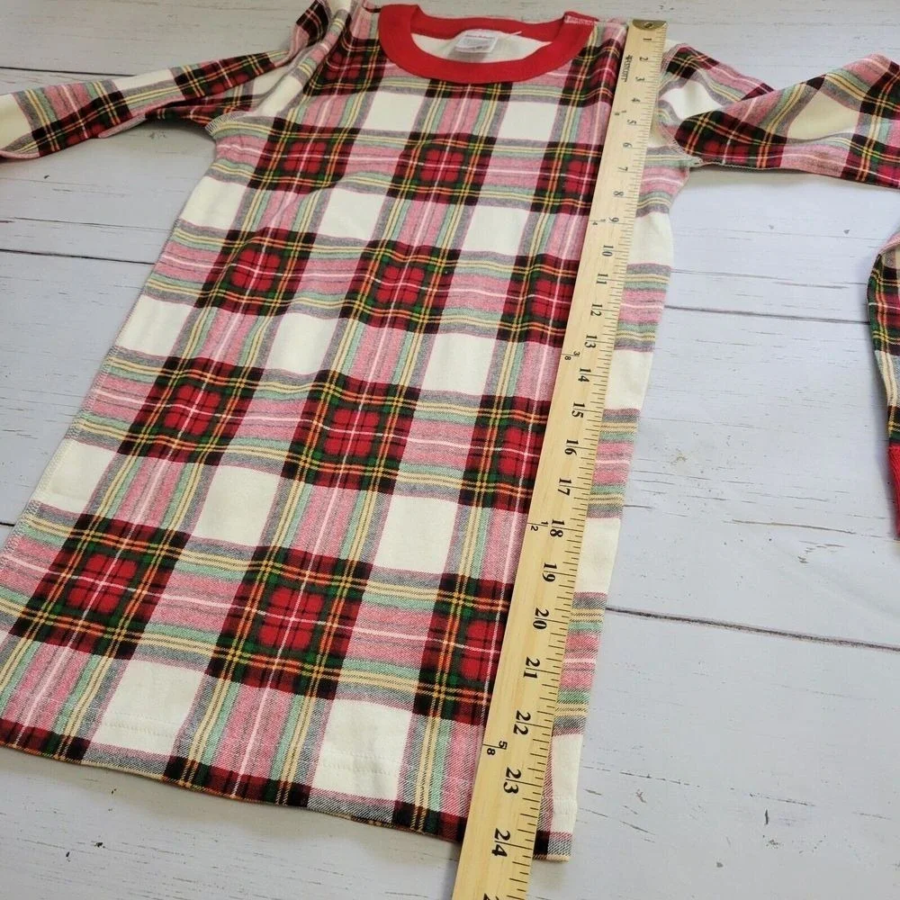 Hanna Andersson Girls‎ Pajama Top 14 Red Plaid Holiday Long John Long Sleeve